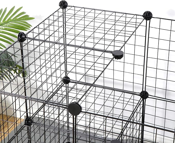 Pet Playpen, 36 Panels Indoor Small Animal Cage, Metal Wire Fence for Guinea Pig, Rabbits, Ferret, Free-Combine DIY Pet Villa, Black