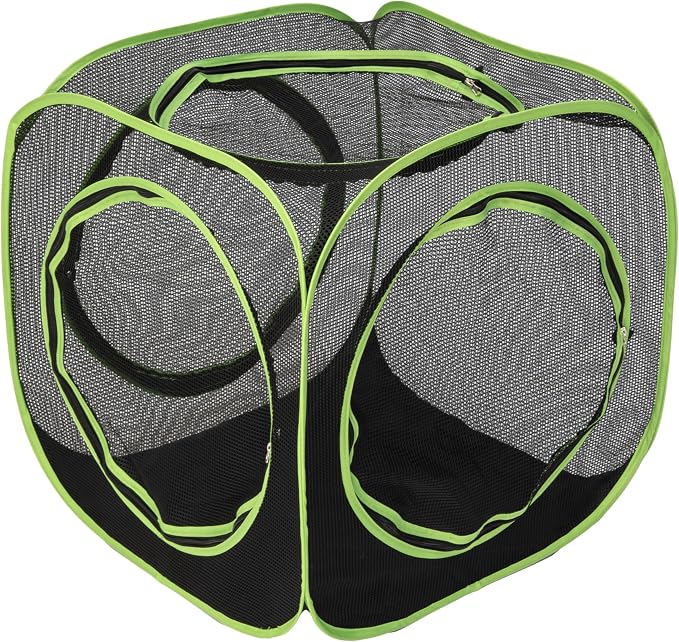 Kitty City Large Outdoor Cat Play Cube, Mesh Pop-Up Cat Enclosure for Indoor & Outdoor Use, Expandable Modular Cat Playpen with Zippered Access - Green
