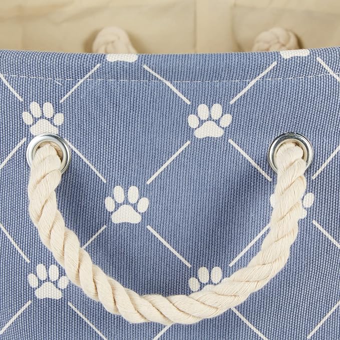 Bone Dry Pet Storage Paw and Bone, Trellis Collection, Medium Rectangle, 16x10x12, Stonewash Blue