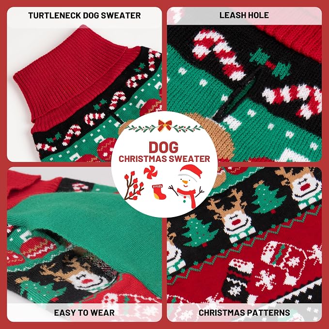 cyeollo Ugly Dog Christmas Sweater Outfit for Large Dogs, Reindeer, 3XL