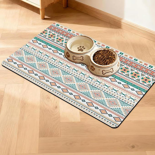 Pet Feeding Mat for Floors Waterproof Dog Mat for Food and Water Absorbent Quick Dry Non Slip mat for Cat Bowls