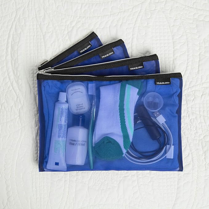 Travelon Set of 4 Mesh Pouches, Gray, 9.5 x 12.75 x 0.5