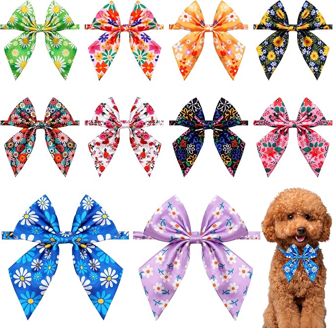 PET SHOW 10 Pack Floral Sailor Dog Bowties for Small Dogs