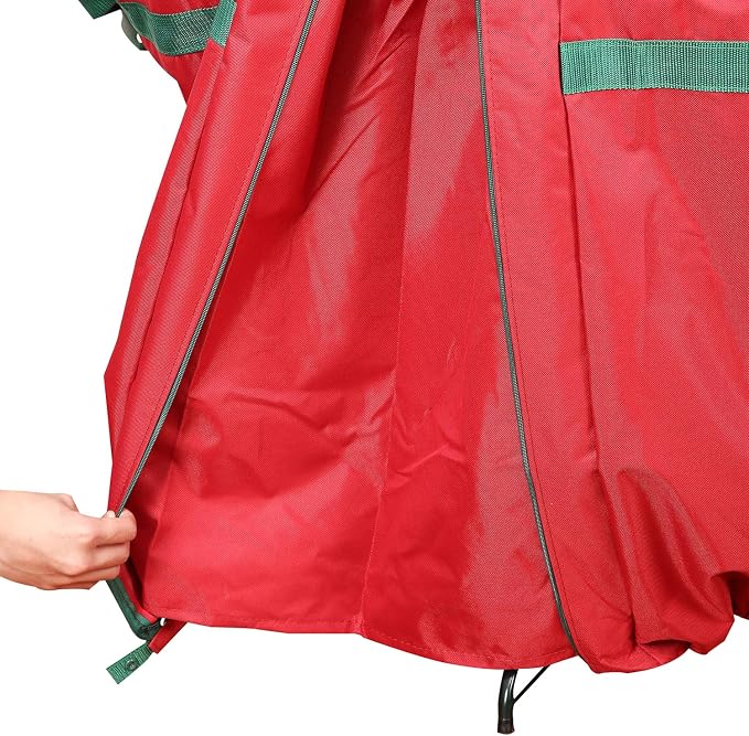 Sattiyrch Upright Christmas Tree Storage Bag,Fits Up to 7.5 ft Tall Artificial Tree,Heavy Duty 600D Canvas Red Christmas Tree Storage Container with Sleek Zipper and Durable Handles (7.5 FT)