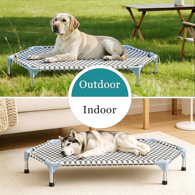 Kuntrust Elevated Outdoor Dog Bed (6 Sided Medium, Triangle)