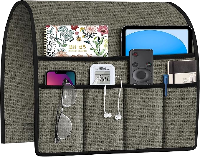 Joywell Armrest Organizer Remote Holder, Desert Sage | For Recliner Armchair, Couch Sofa Arm Chair Caddie, 6 Pocket Storage, For Magazine, iPad, Phone