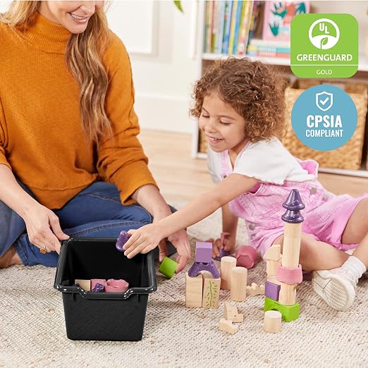 ECR4Kids Scoop Front Storage Bins, Multipurpose Organization, Black, 10-Piece | Durable plastic, GREENGUARD Gold Certified, 1.2 gallon capacity, lightweight & nestable, built-in handle, classroom/home use