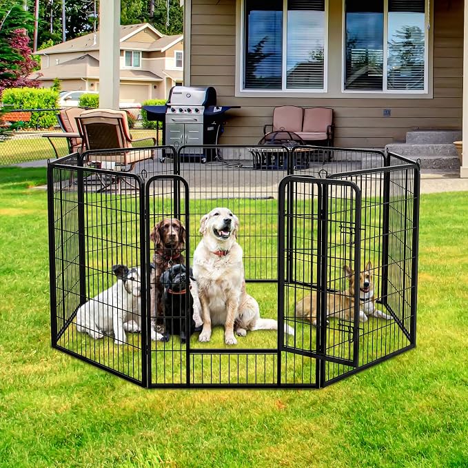 8-Panel Dog Playpen - 40" Height, Indoor/Outdoor, Small to Large Dogs, Puppy Kennel