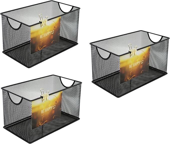 3 Pack Mesh Metal Storage Basket Organizer CD Storage Boxes | 3 Pack Mesh Metal Storage Basket Organizer CD Storage Boxes for Ofiice Home