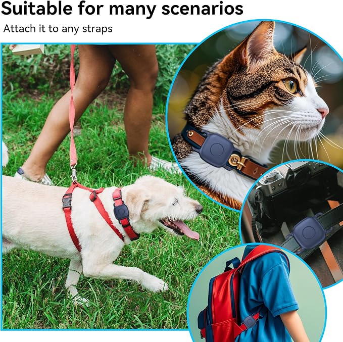 Waterproof Dog Collar Holder for Life360 Tile Mate Tracker, 2-Pack Durable Silicone Cover, Anti Lost for Life 360 Tile Tracker Case for Cat & pet Collars, Easy Installation, Lightweight, Navy Blue
