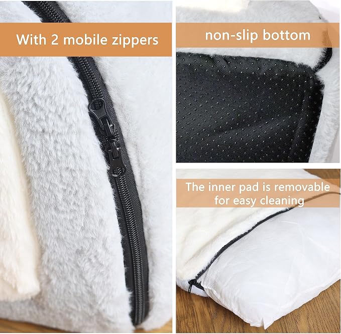 Cat Bed for Indoor Cats，Foldable cat cave，Anti-Slip & Water-Resistant Bottom，cat Houses for Indoor Cats or Small Dogs, Kitten Tent, Rabbit Double Hole Bed:(27.5"×15.3"×15"