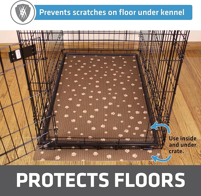 Drymate Dog Crate Mat Liner, Absorbs Urine, Waterproof, Non-Slip, Washable Puppy Pee Pad for Kennel Training - Use Under Pet Cage to Protect Floors, Thin Cut to Fit Design (USA Made) (Brown)(27"x42")