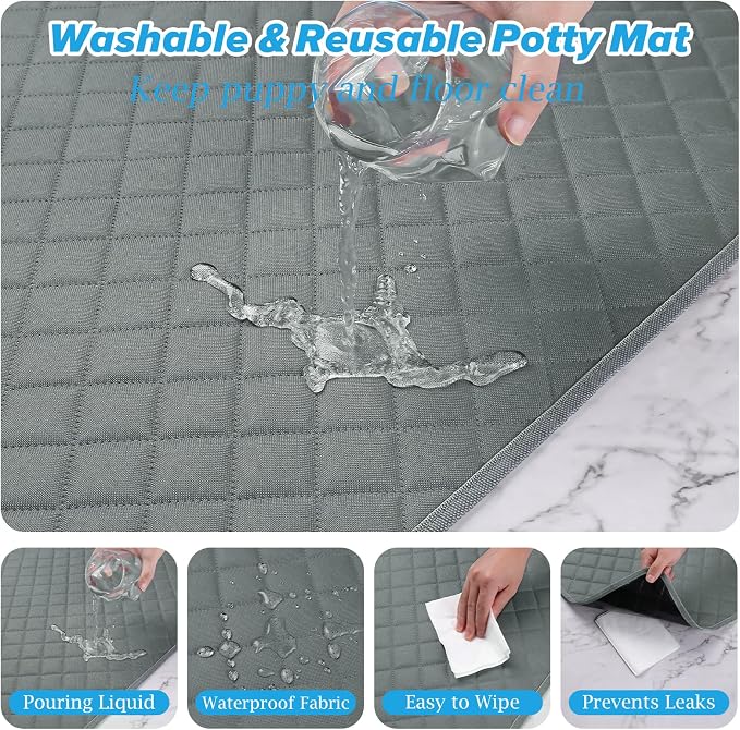 Washable Pee Pads for Dogs 48"x48" Reusable Puppy Pad Pet Training Pads, Waterproof Mat Non-Slip, Dog Pee Pad Whelping Pads Dog Mat-Playpen,Crate,Sofo,Car,Potty,Bed