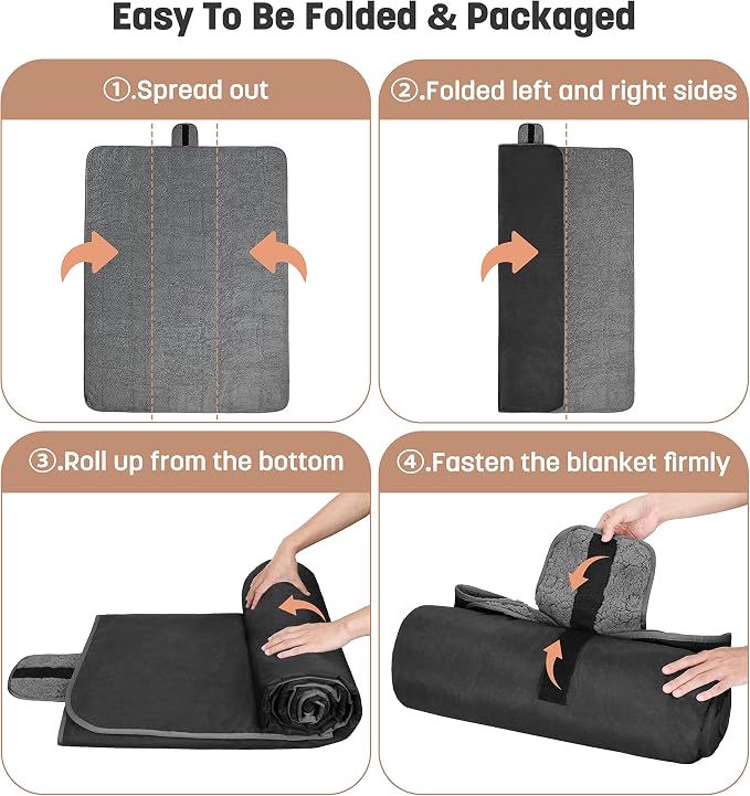 Tirrinia Waterproof Outdoor Blanket with Sherpa Lining, Windproof Foldable