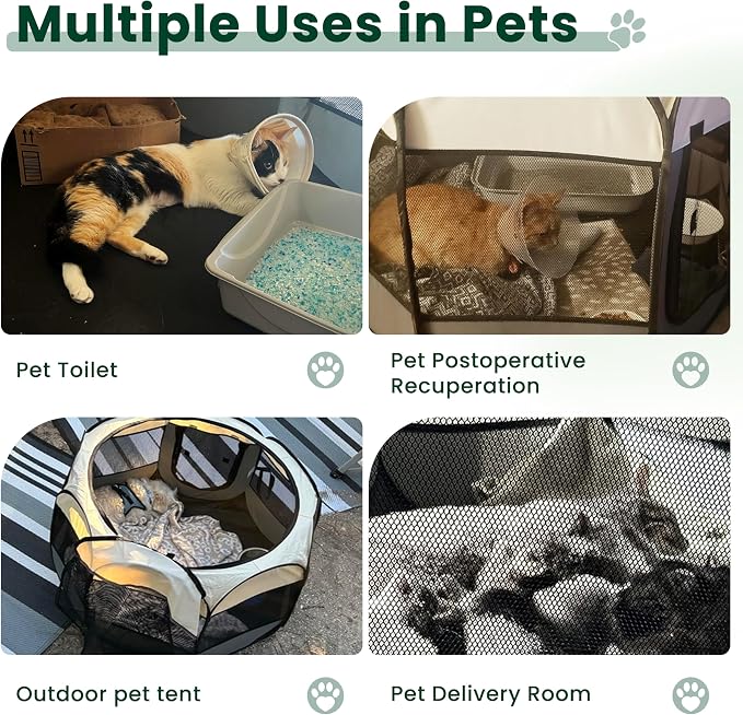 Love's cabin Pet Puppy Dog Playpen, Large Dog Tent Crates Cage Indoor/Outdoor, Portable Playpen for Cat, Foldable Pop Up Dog Kennel Playpen with Carring Case, Removable Zipper Top, Olive Green