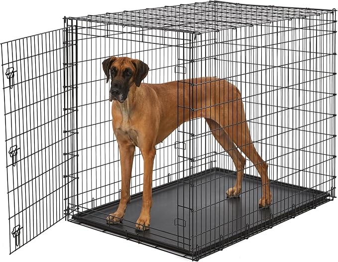 Solutions by Midwest 54-Inch Single Door Crate, Giant Breed Dogs, 100+ lbs | Dog Crate with Leak-Proof Tray & Secure Latches, Durable Drop Pin Construction