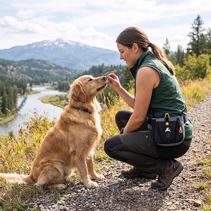 OllyDog Backcountry Day Bag | Dog Training Treat Pouch | Eco-Friendly Recycled Fabric Fanny Pack with Zipper Closure, Built-in Poop Bag Dispenser & Adjustable Waist Belt (Castle Rock)