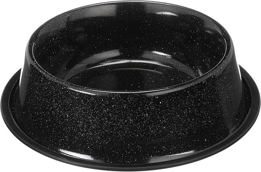 Neater Pet Brands - Outdoor Camping Style Pet Bowl - Enamel Ware Blue Black Granite Colors - Dog Cat No Tip Skid Bowls (64 oz, Black)