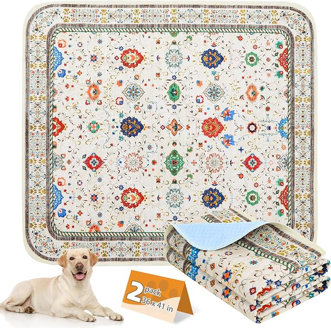Washable Pee Pads for Dogs,2 Pack Super Absorbent Reusable Puppy Training Pads Waterproof, Nonslip and Leak-Proof Dog Pee Pads, Large Pet Mats Whelping Pads for Floor, Crate, Couch 36 * 41"