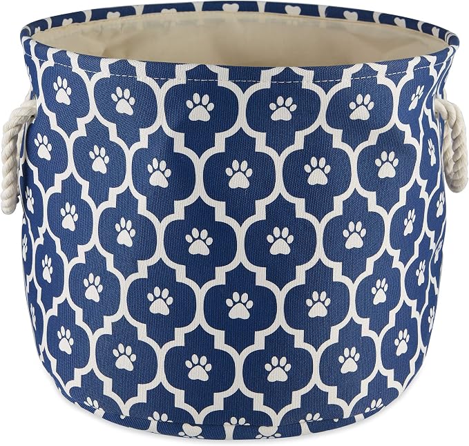 Bone Dry 6192 Pet Storage Collection Lattice Paw Print, Medium Round, Nautical Blue