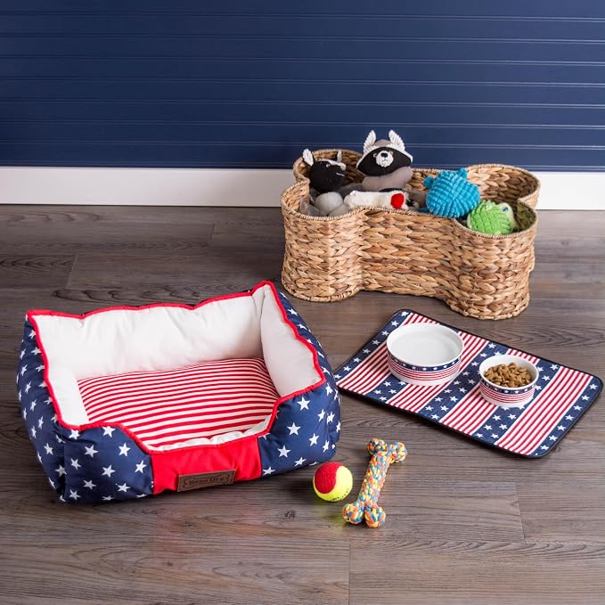 Bone Dry Pet Storage Collection, Bone Shape Hyacinth Toy Basket, Natural, Medium - 21x13x8"