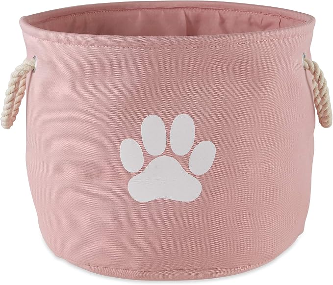 Bone Dry Pet Storage Collection Collapsible Bin, Rose, Medium Round