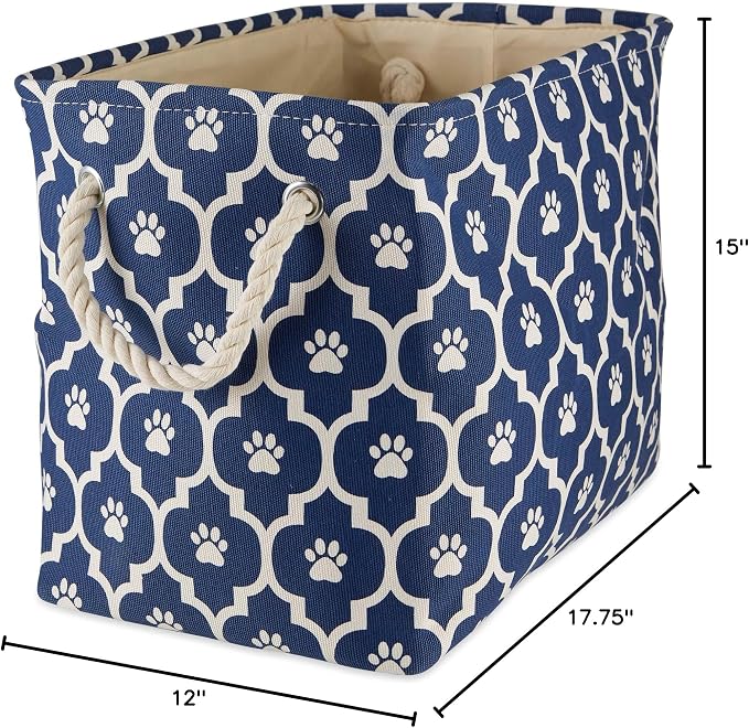 Bone Dry Pet Storage Collection Lattice Paw Print, Nautical Blue, Large Rectangle