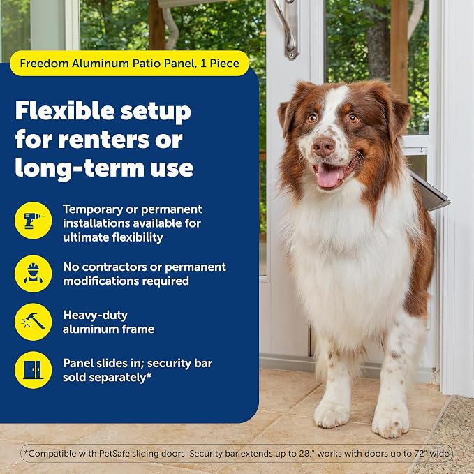 PetSafe Sliding Glass Pet Door, 1 Piece, Large Dogs to 100 lb, White