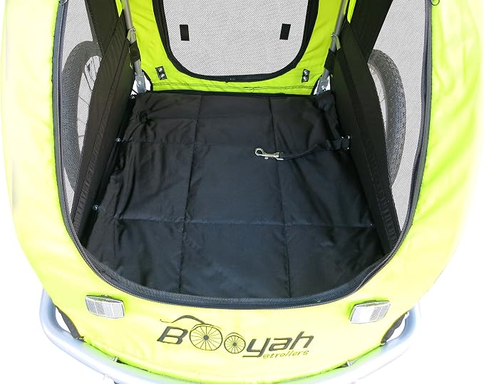 Booyah Large Pet Bike Trailer Dog Stroller & Jogger with Shocks Non Tipping. Green/Yellow