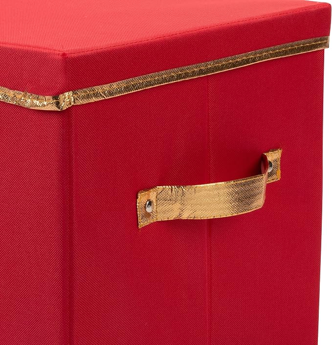 Simplify Holiday Figurine Storage Box | 8 Compartments | Seasonal and Christmas Décor Organizer | Nutcrackers | Lidded | Red