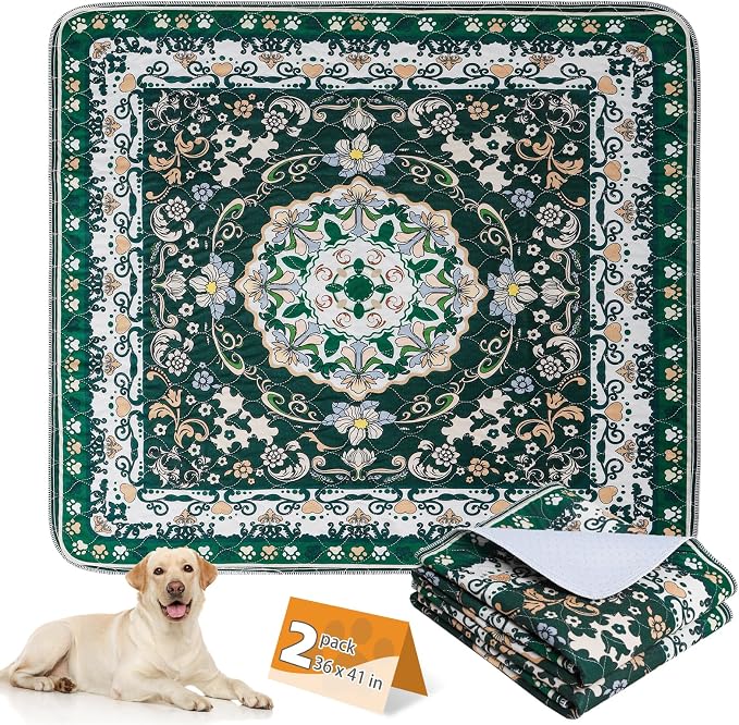 Washable Pee Pads for Dogs, 2 Pack Super Absorbent Reusable Puppy Training Pads Waterproof, Nonslip and Leak-Proof Dog Pee Pads, Large Pet Mats Whelping Pads for Floor, Crate, Couch 36*41