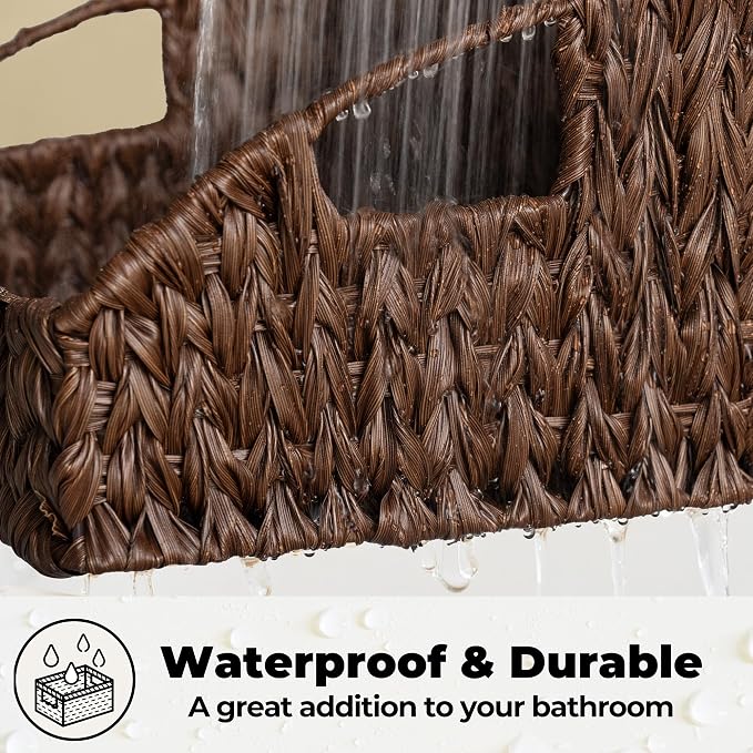 GRANNY SAYS Wicker Baskets for Organizing, Waterproof Basket for Shelves | Wicker Storage Baskets for Pantry, Open Front Basket for Shelves, Kitchen Storage Baskets, Decorative Basket for Home Decor