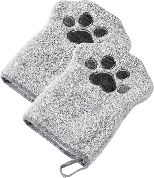 Muddi Mitt Microfiber Reusable Pet Wipes Grooming Towel Glove | Machine-Washable, Soft, Double-Sided Bath Mitt Replaces Wipes | Dirt Odor Removal | Gentle Paw Coat Cleaner | Dogs & Cats (A Pair)