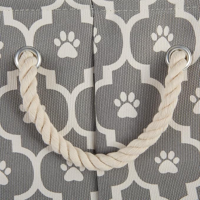 Bone Dry Pet Storage Collection Lattice Paw Print, Gray, Medium Round