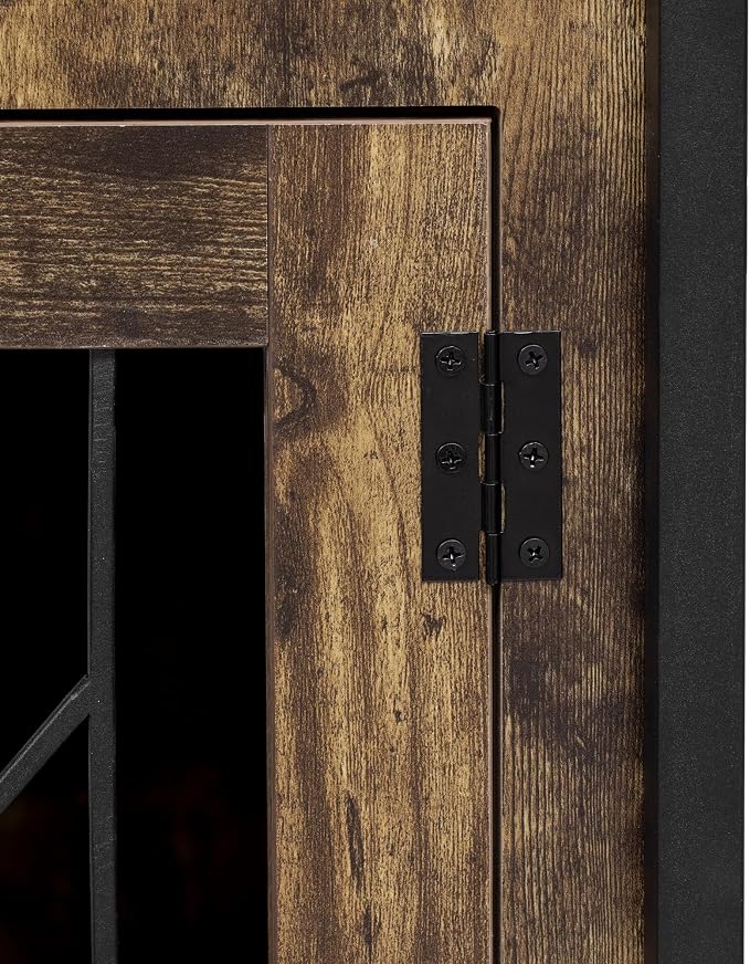 Furniture Style Dog Crate Desk Hutch, Multifunctional Pet Cabinet with Charging Station, Entryway Organizer, Rustic Brown 31.5"x16.5"x59.1"