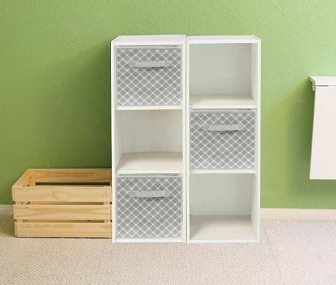 Simple Houseware 11-Inch Foldable Cube Storage Bins, Geometric Gray, 6-Pack | Lightweight & Durable Structure Fabric Cubes Organizer for Closet or Shelves