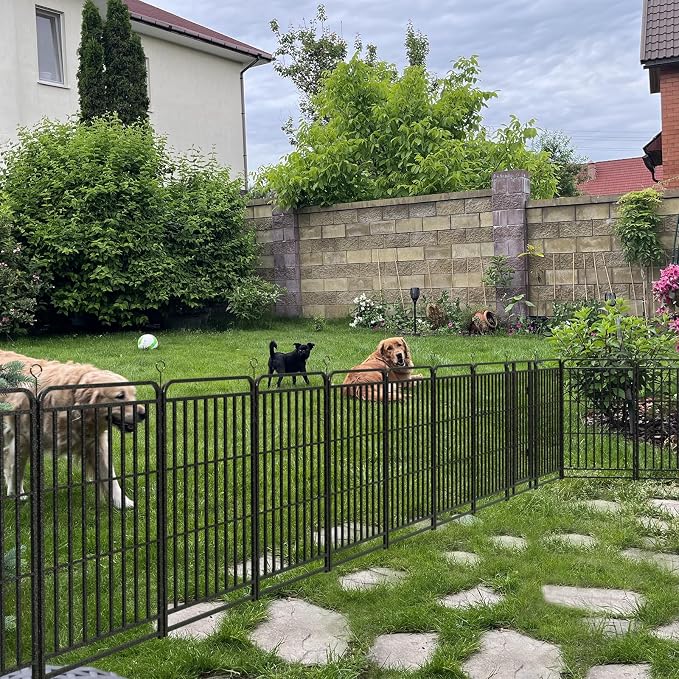 Kfvigoho Heavy Duty Dog Playpen 24 Steel Panels 47" Height | Square Steel Pipe with Reinforced Crossbars, 54FT 227 Sq.ft Portable Dog Fence Outdoor for Yard & RV Camping, Snowy Black