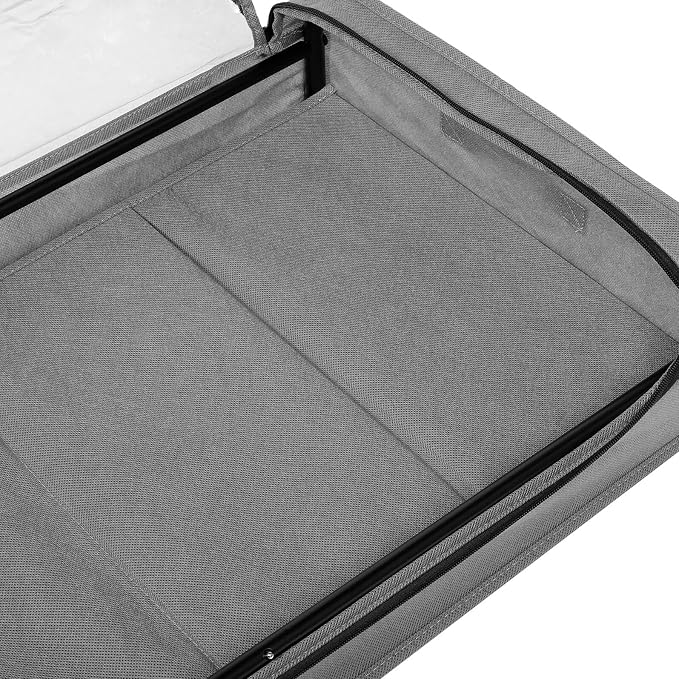 Bed Storage Drawer with Wheels and Lid, Large Gray Metal Frame Organizer with Fabric Base, Rolling Clothes and Shoe Storage for Small Bedrooms and Pet