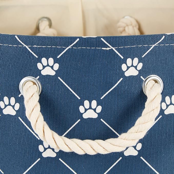 Bone Dry Pet Storage Paw and Bone, Trellis Collection, Medium Rectangle, 16x10x12, Navy