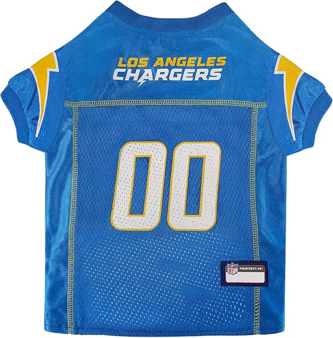 Pets First NFL Los Angeles Chargers Dog Jersey, Size Medium, Football Shirt Costume for Pet, Dog Sports T-Shirt, NFL Team Clothing for Cats, Licensed Pet Apparel Available in 7 Sizes and 32 Teams