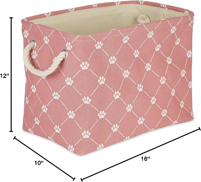 Bone Dry Pet Storage Paw and Bone, Trellis Collection, Medium Rectangle, 16x10x12, Rose