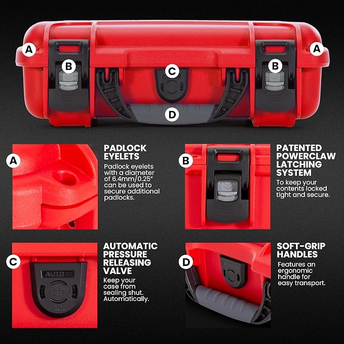 NANUK 910 Waterproof First Aid Box Empty – Durable, Medical First Aid Organizer Case, IP67-Rated, Dustproof, Impact-Resistant, and Floats (13.2" x 9.2" x 4.1") – Red