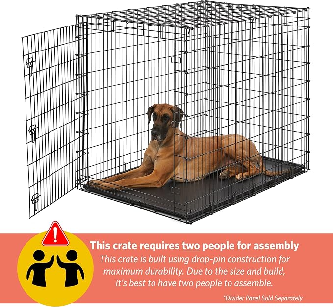 Solutions by Midwest 54-Inch Single Door Crate, Giant Breed Dogs, 100+ lbs | Dog Crate with Leak-Proof Tray & Secure Latches, Durable Drop Pin Construction