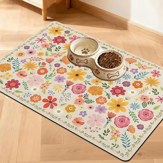Pet Feeding Mat for Floors Waterproof Dog Mat for Food and Water Absorbent Quick Dry Non Slip mat for Cat Bowls