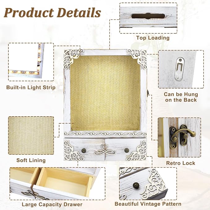 11x16 Wedding Shadow Box Frame with Shelves, White