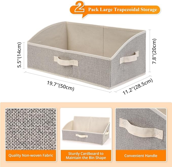 2 Pack Dog Toy Basket, Collapsible Dog Toy Bin with Handles, Beige | Large Capacity Trapezoid Toy Box for Living Room Area, Low Front for Short-Legged Dogs, Organize Pet Supplies & Home Storage