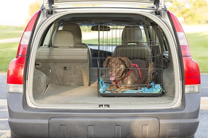 Prevue Pet Products Home On-The-Go Single Door Dog Crate Indoor - M, Black | Medium Collapsible Dog Cage for Travel, and Outdoor Use, Foldable Kennel Design, Deep Plastic Pan
