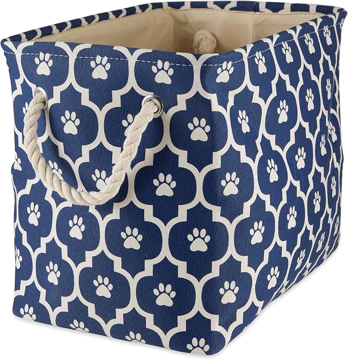 Bone Dry Pet Storage Collection Lattice Paw Print, Nautical Blue, Medium Rectangle