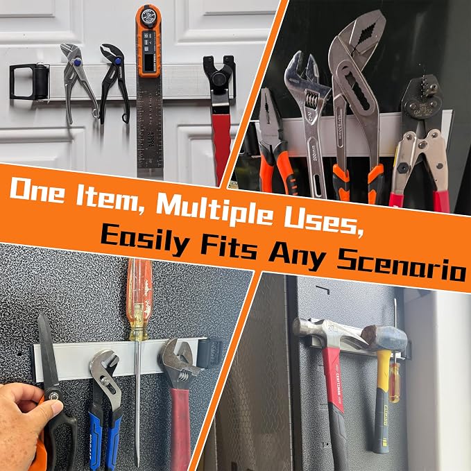 Double Sided Magnetic Tool Holder Heavy Duty,12 Inch Rust-Resistant Magnetic Tool Bar with a Quick- release Handle, Magnetic Tool Organizer Strip for Garage, Workshop, Jobsite, Shed and Kitchen