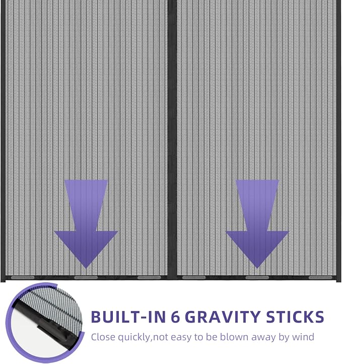 Magnetic Screen Door 72x80, Self Sealing | Heavy Duty Door Screen Magnetic Closure - Keep Bugs Out, Retractable Screen Door Mesh - Pet and Kid Friendly, Hands Free Mesh